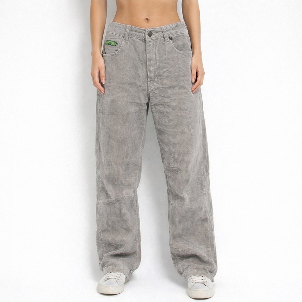 Empyre Tori Corduroy Pants Women 0 Gray High Waisted Straight Leg Skater Bottoms
